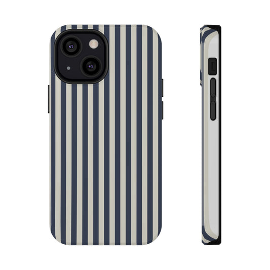 Striped Navy & Ivory Impact-Resistant Phone Case