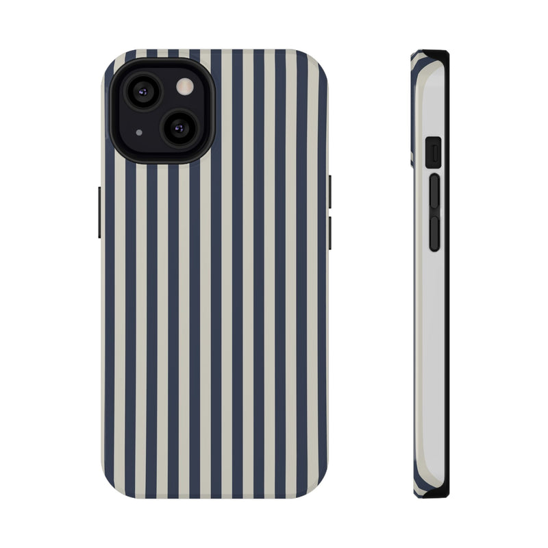 Striped Navy & Ivory Impact-Resistant Phone Case