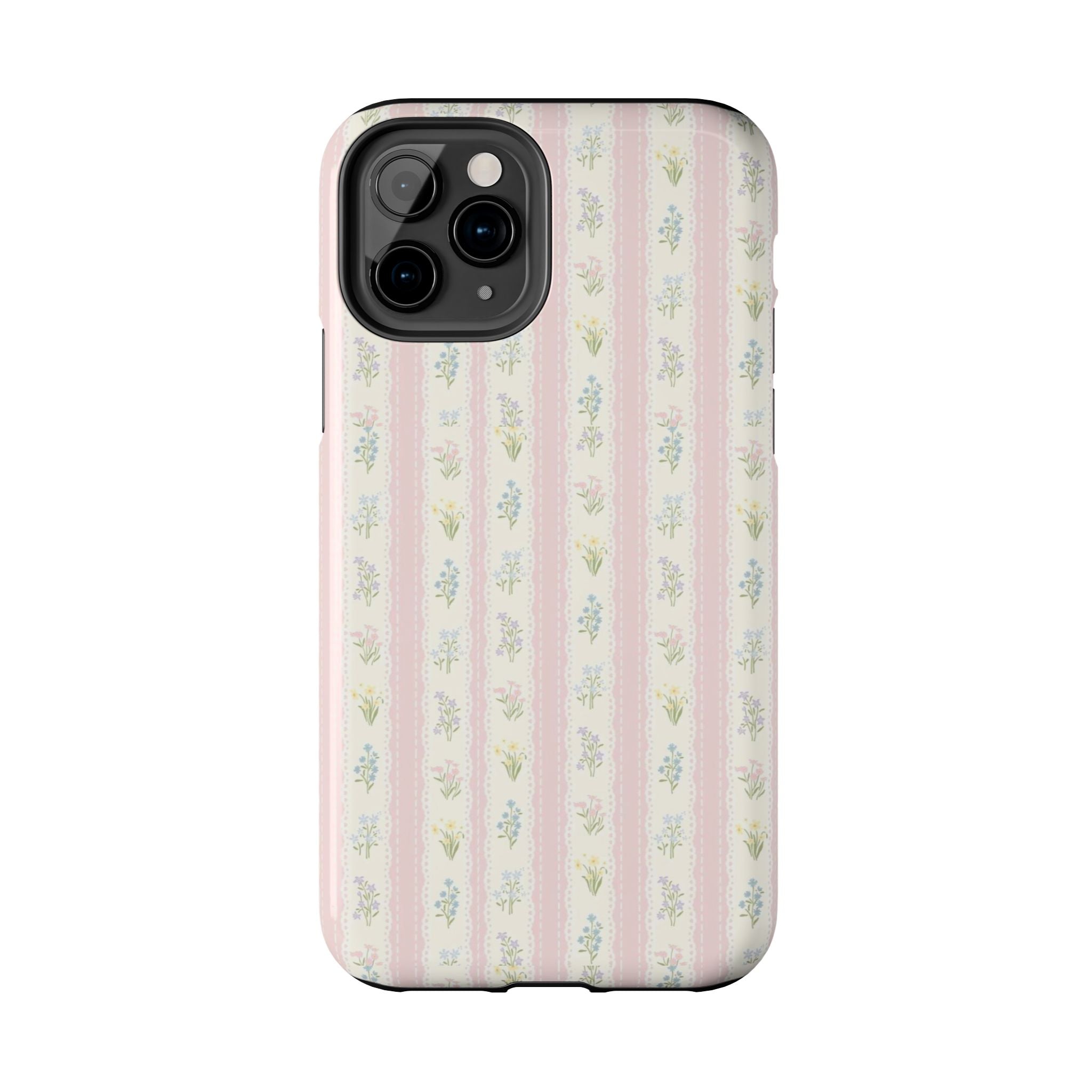 Vintage Pink Floral Stripe Phone Case